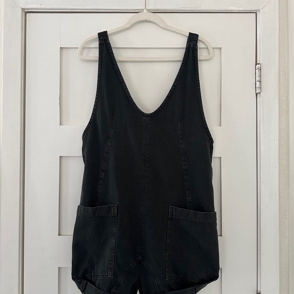 Free People Black Denim Romper